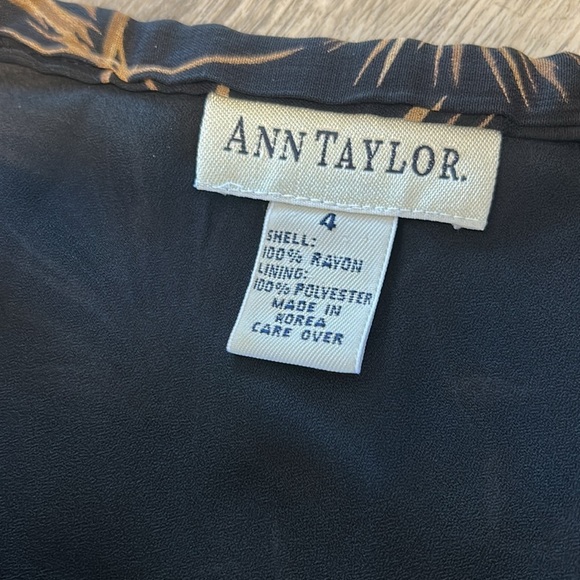 Vintage Ann Taylor Black & Tan Abstract Botanical Flowy High Waist Maxi Skirt - Picture 4 of 7